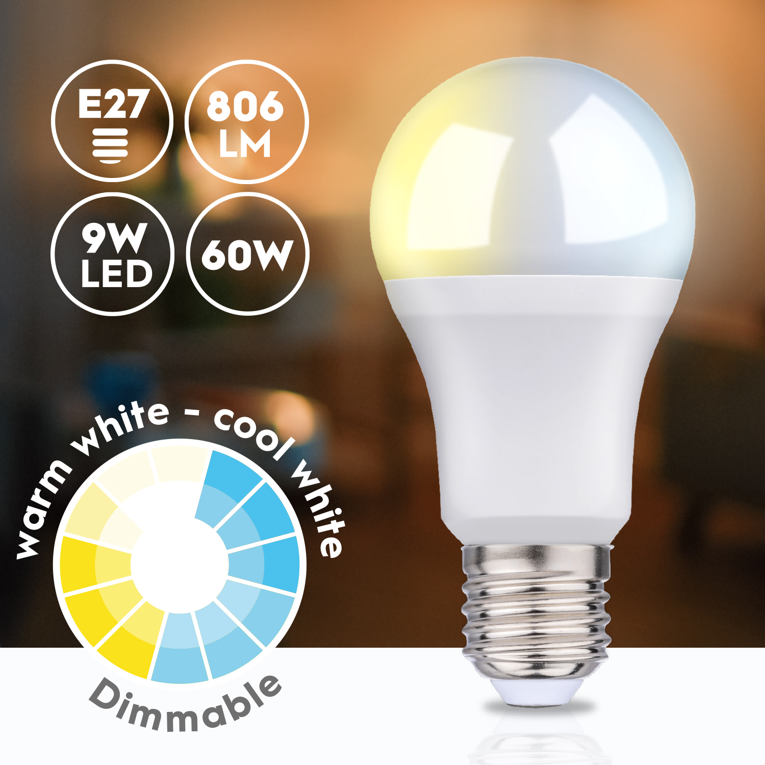 Smart Bulb Warm/ Cool white E27 9W