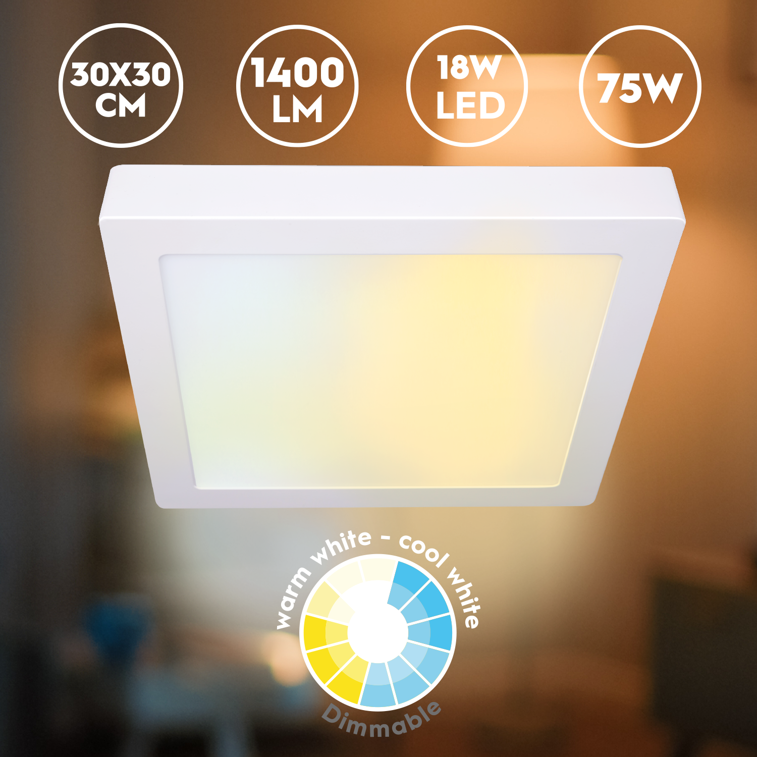 Smart Ceiling lamp Warm/ Cool white 18W