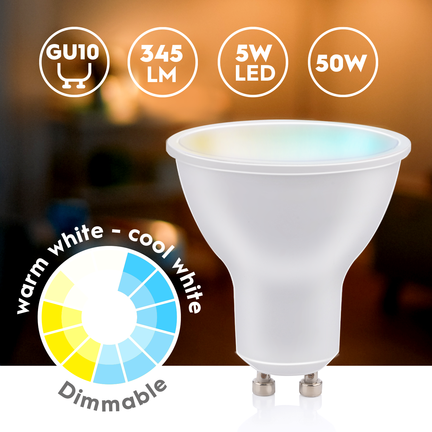 Smart Bulb Warm/ Cool white GU10 5W